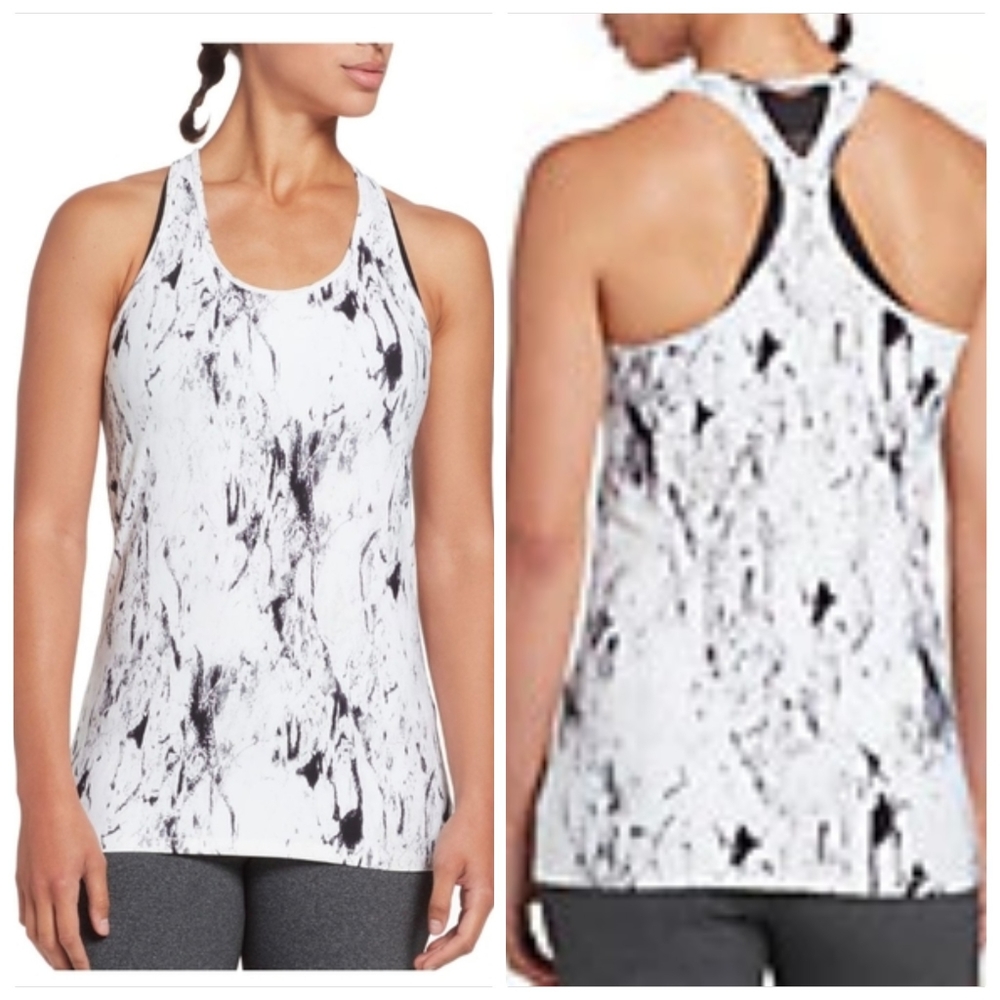 Calia black/white cracked marble tank top - size M